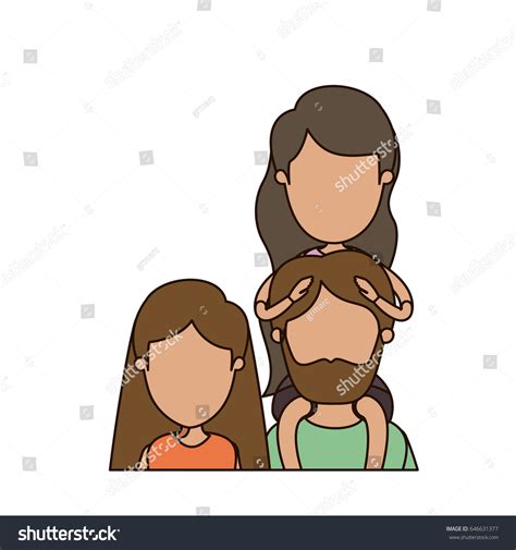 Colorful Caricature Faceless Front View Half Stock Vector Royalty Free