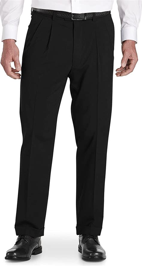 Gold Series By Dxl Men S Big And Tall Perfect Fit Waist Relaxer Hemmed Pleated Suit Pants Black