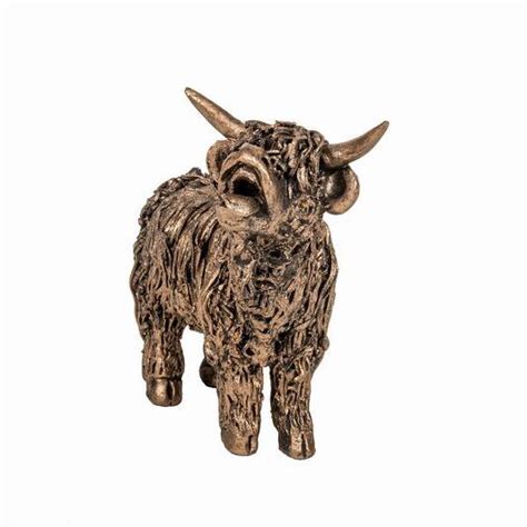 Highland Cow Mooing Small Bronze Sculpture Veronica Ballan VB097