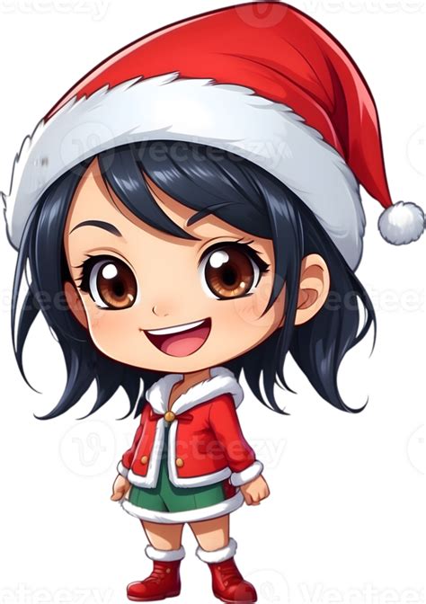 ai generiert ein Anime Mädchen tragen ein Santa Hut 34730387 PNG