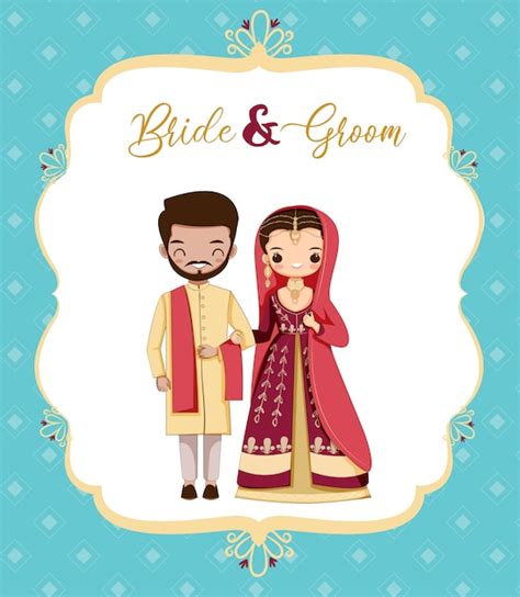 Premium Vector Cute Pakistan Bride And Groom Cartoon