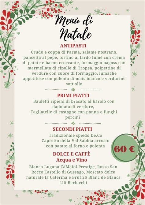 Menù Pranzo di Natale 2023 Trattoria Al Caricatore