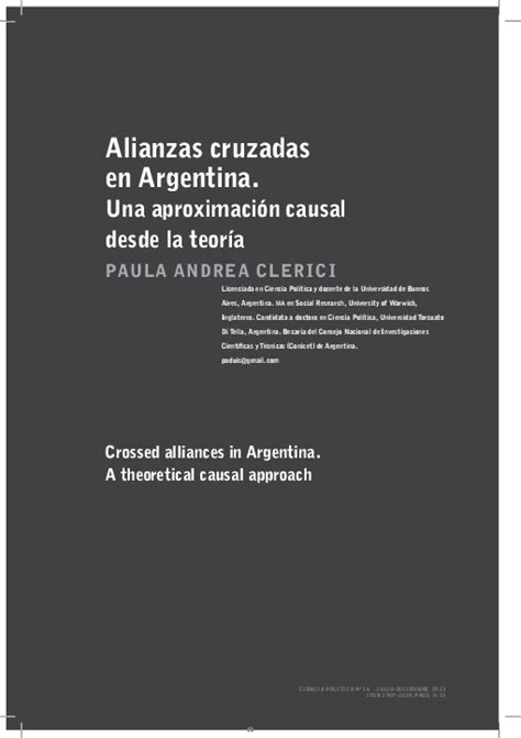 Pdf Alianzas Cruzadas En Argentina Una Aproximación Causal Desde La Teoría Paula Clerici