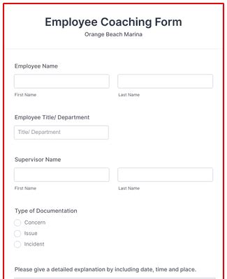 Employee Coaching Form OBM 2021 Form Template Jotform