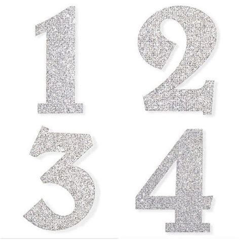 Silver Glitter Number Stickers Self Adhesive Peel Off Numbers To