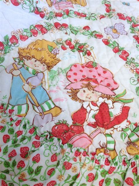 Vintage Strawberry Shortcake Quilted Bedspread With Ruffle Etsy