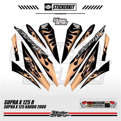 Jual Sticker Striping Honda Supra X R Karbu Motif Edisi Api