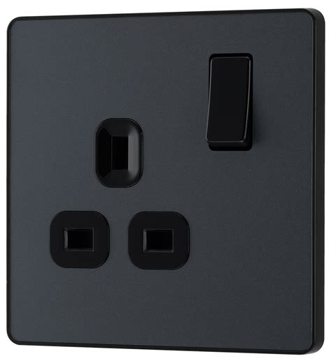 Bg Evolve Pcdmg21b Matt Grey 1 Gang 13a Switched Socket Outlet Black Insert The Electrical Outlets