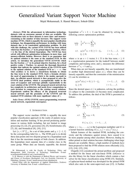 Pdf Generalized Variant Support Vector Machine