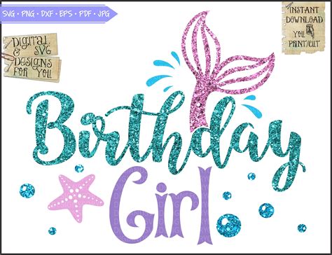 Mermaid Birthday Svg Birthday Girl Mermaid Svg Mermaid Tail Etsy UK