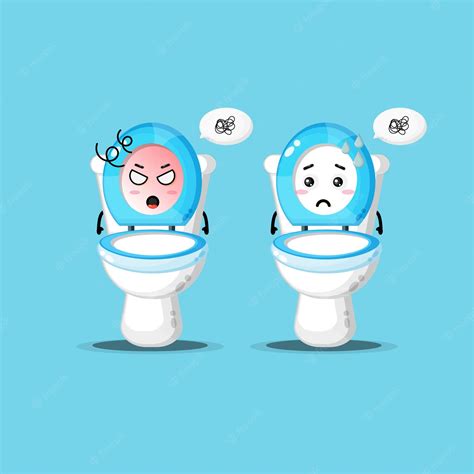 Premium Vector Cute Toilet Bowl Character With Angry And Sad Expression