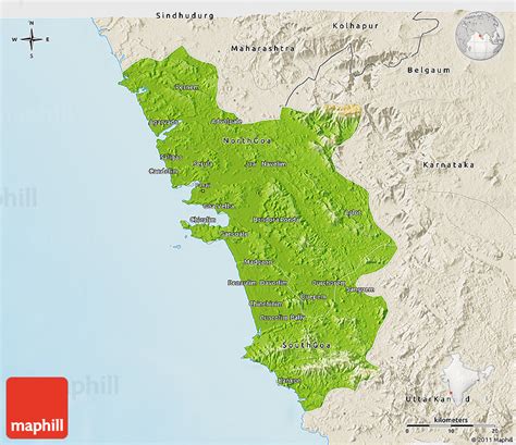 Physical 3d Map Of Goa Shaded Relief Outside