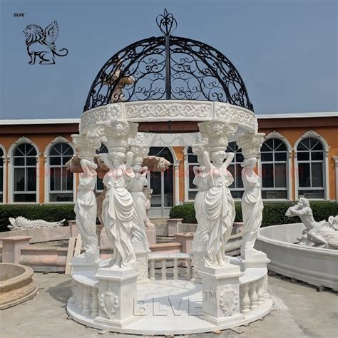 Blve Large Garden Luxury Greek White Stone Pavilion Marble Figure