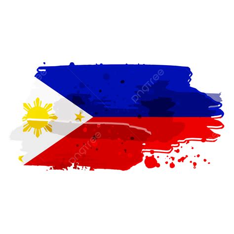 Philippine Grunge Flag Watercolor Brush Style Design Philippines Flag