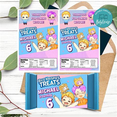 Lankybox Justin Adam Rice Krispies Treats Template Printable Diy Bobotemp