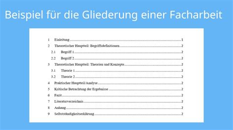 Gliederung Facharbeit Facharbeit Aufbau Beispiel Mit Video