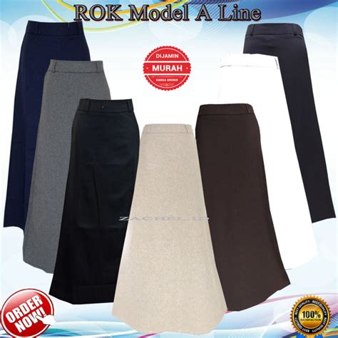 Rok A Line Panjang Polos Formal Kerja Kantor Rok Kerja Panjang Hitam