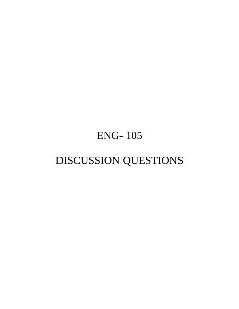 ENG 105 DQs Docx Good And Ease To Learn ENG 105 DISCUSSION