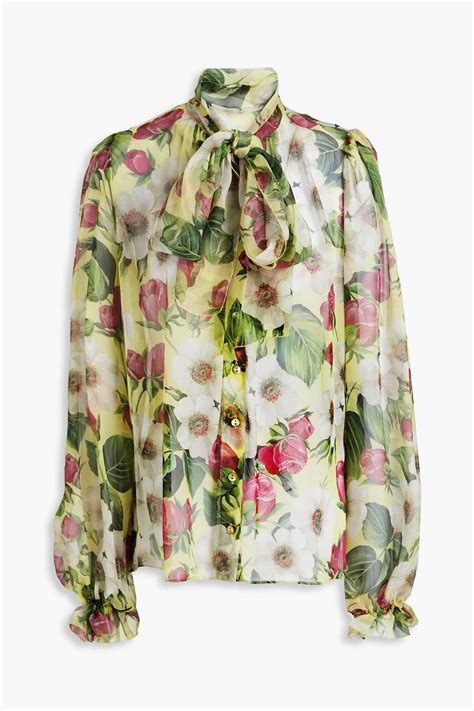 Dolce Gabbana Pussy Bow Floral Print Silk Chiffon Blouse The Outnet