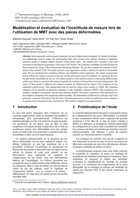 PDF Modélisation et évaluation de lincertitude de mesure