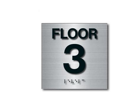 Brushed Aluminum Braille Floor Level Sign H X W Harvey Signs Inc