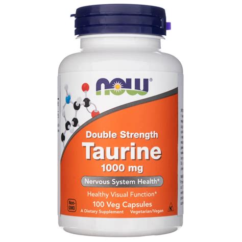 Now Foods Taurine Double Strength 1000 Mg 100 Veg Capsules Medpak