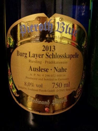 Pieroth Blue Burg Layer Schlobkapelle Riesling Auslese Vivino Us