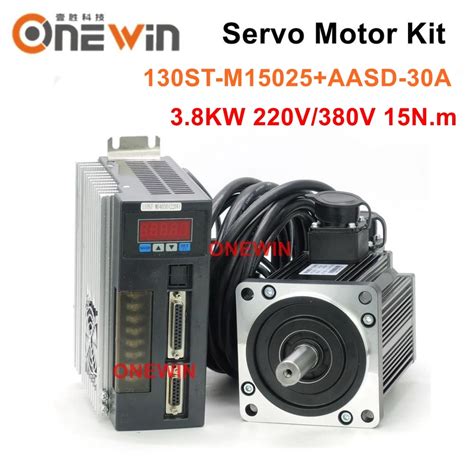 3 8kw Ac Servo Motor Kit 130st M15025 Aasd 30a Driver Diameter 130mm 220v 380v 15nm 2500rpm