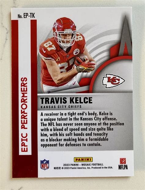 Panini Mosaic Football Travis Kelce Ep Tk Epic Performers Base Ebay