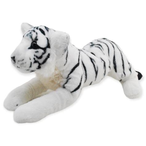 Tigre de bengala blanco premium echado de 38 cm largo | PUUF