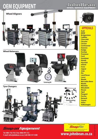 Johnbean Catalogue Vol 5 Oem Equipment Snap On Equipment Johnbean Wheel Service Equipment