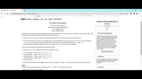 B Funny Permutation Codeforces Round 826 Div 3 Solutions