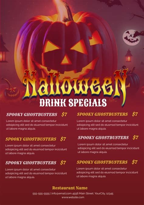 Halloween Drinks Menu Template Postermywall