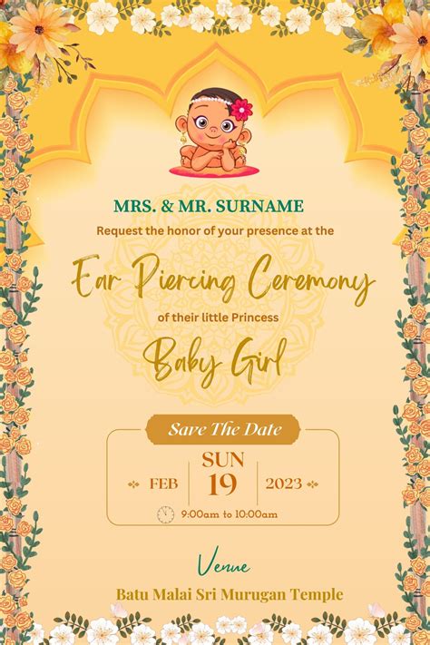 Ear Piercing Ceremony Invitation Etsy Australia