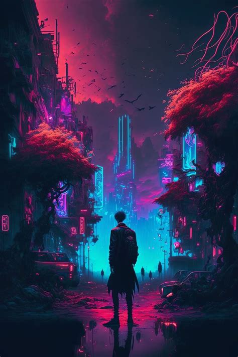 Cyberpunk Post Apocalyptic Neon Painting Poster For Sale By Torii