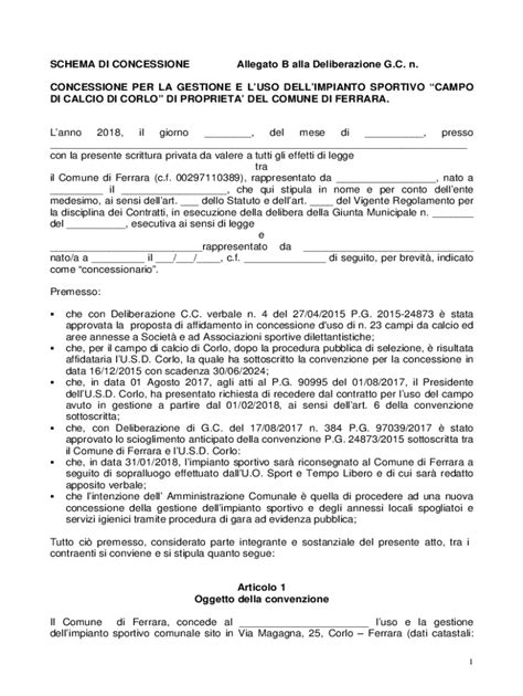 Compilabile Online Schema Di Contratto Di Concessione Per L Affidamento