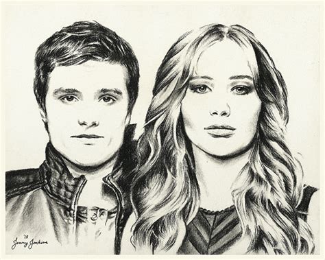 Peeta And Katniss Drawing By Jenny Jenkins The Hunger Games Fan Art