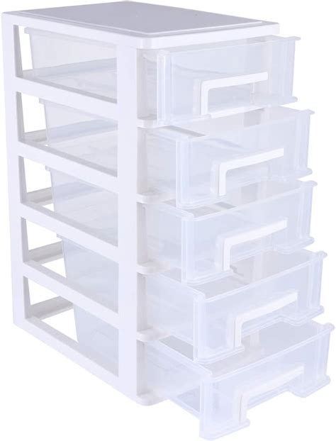 Toyvian Plastic Storage Drawers5 Drawer Plastic Storage