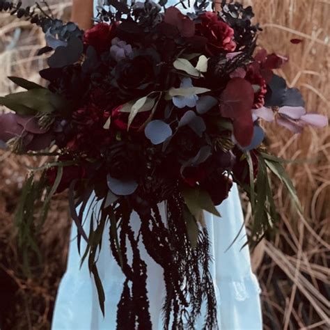 Black Burgundy Cascading Bouquet Gothic Bouquet Deep Burgundy Etsy