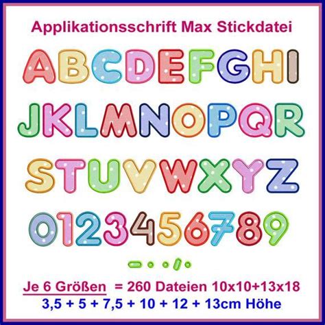 Stickdatei Schrift Max Applikation Abc Schrift Alphabet Etsy