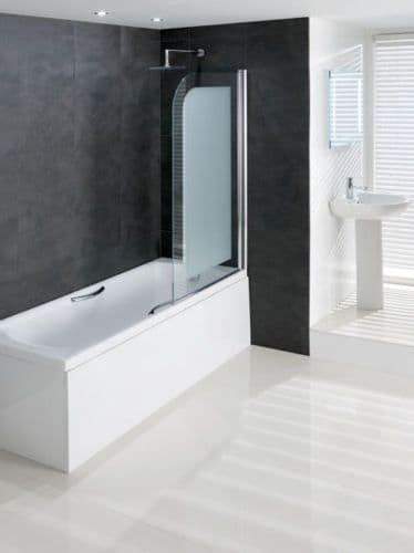 Volente Frosted Glass 6mm Hinged Bath Screen 850 X 1500mm