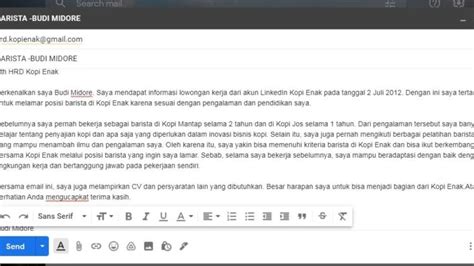 Contoh Body Email Lamaran Kerja Singkat Yang Baik Benar