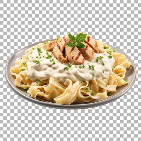 Premium Psd Chicken Alfredo Pasta On Transparent Background