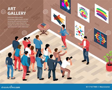 Isometric Art Gallery Background Stock Vector Illustration Of