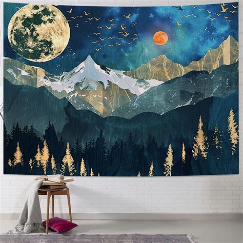 Onetech Mountain Tapestry Nature Forest Tapestry For Bedroom Aesthetic