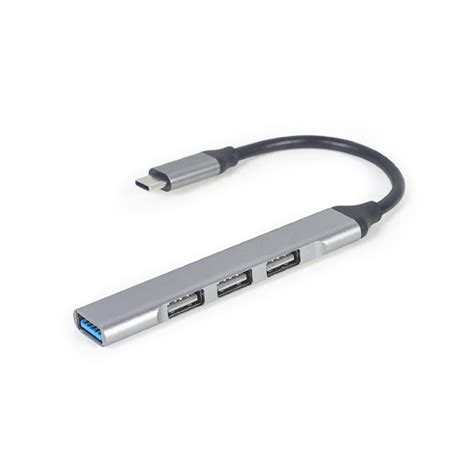 USB HUB Type C 4 Port Gembird 1 x USB 3 1 3x USB 2 0 Silver Анхоч