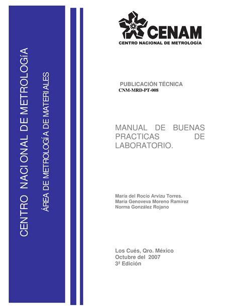 Cenam Manual de buenas practicas de laboratorio PUBLICACIÓN TÉCNICA