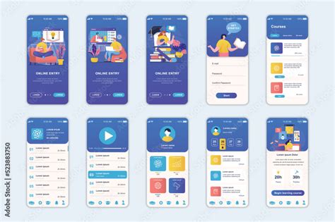 Education Concept Screens Set For Mobile App Template People Learning