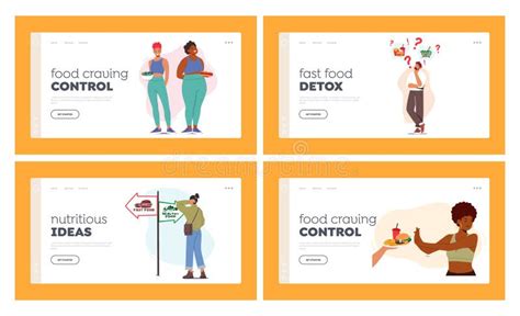 Dilemma Of Nutritious Choice Landing Page Template Set Characters Choosing Between Healthy And