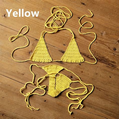 Hand Crochet Sexy Mini Bikini Set Top Bottom Thong Boho String Bikini Microkini EBay